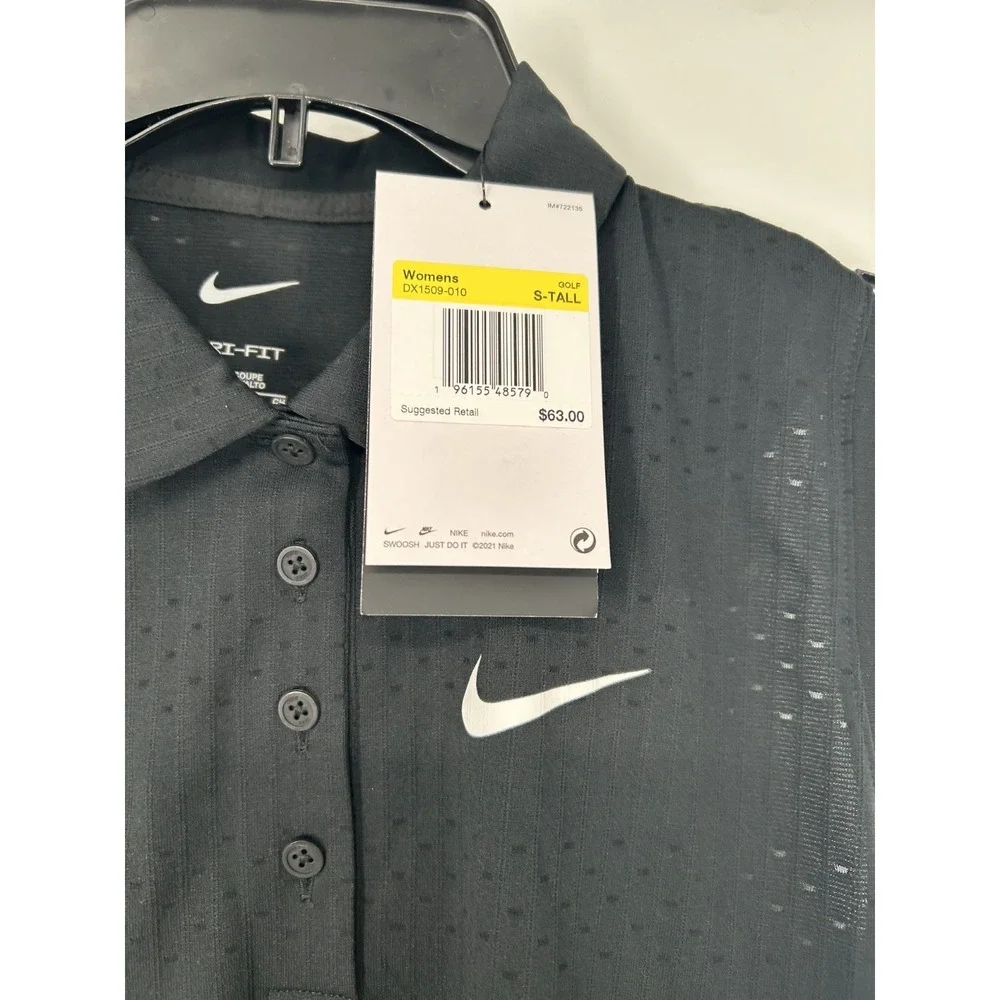 Nike Victory Polo Shirt Womens ST Small Tall Black Sleeveless Dri Fit DX1509-010